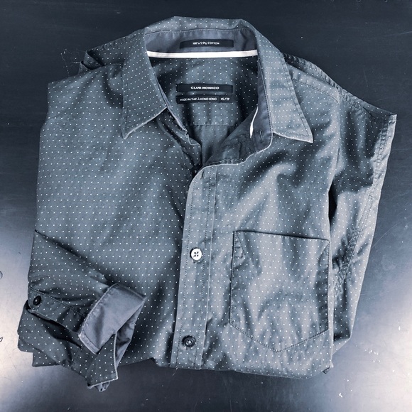 Microdot Dark Grey Button Down Shirt - Picture 4 of 4